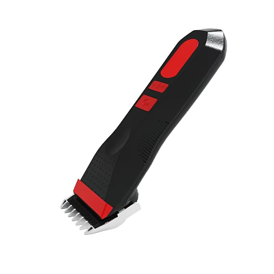Black And Red Handheld Electric Trimmer With Metal Blades And Buttons 3d model