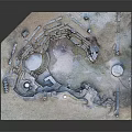 Detailed Ancient Ruins Model With Circular Steps Sunken Area And Stone Relics