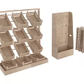 Wooden Display Racks With Multi tier Shelves Hole Design And Stackable Trays 3d model