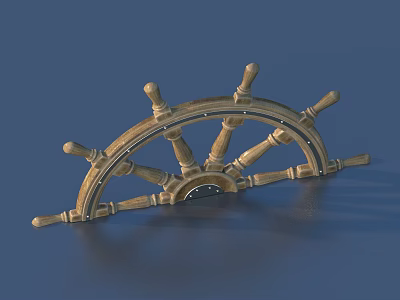 Vintage Wooden Ship Wheel Decorative Ornament Set for Home Interior 3d model