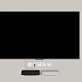 Wall Mounted Black TV on Light Colored Wall with Power Socket and Two Devices Below 3d model