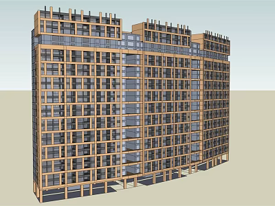 Modern High Rise Residential Apartment Building With Glass Windows And Balconies 3d model