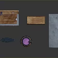Collection of Wooden Furniture Including Bookshelf Workbench Barrel Stool and Table