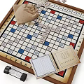 Classic Scrabble Board Game Set With Wooden Frame Letter Tiles Timer And Score Sheets