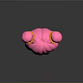 Cute Cartoon Girl With Pink Hair Double Buns Big Pink Eyes And Blue Dress