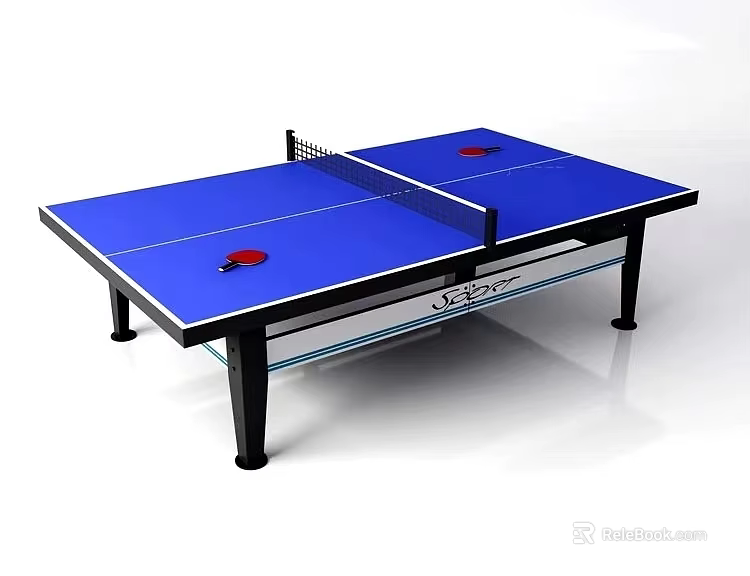 JOOLA Ping Pong Entertainment Table With Blue Tabletop Red Paddles And Net 3d model 