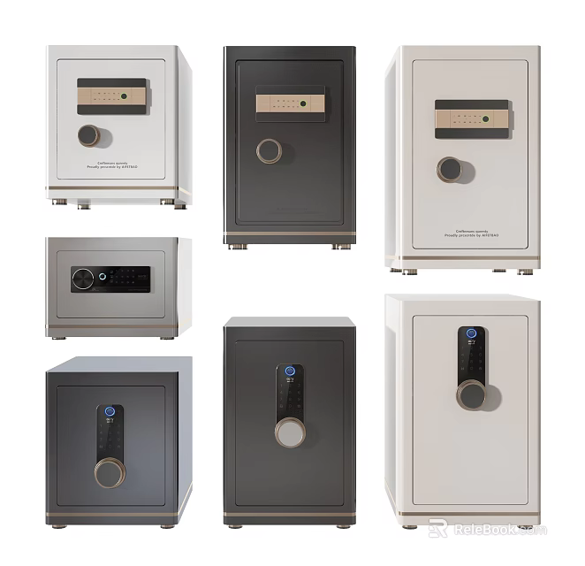 Commercial Safes Featuring Secure Lock Systems And Various Color Design Options 3d model