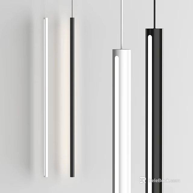 Modern Linear Pendant Lights In Black White Silver For Interior Design 3d model 
