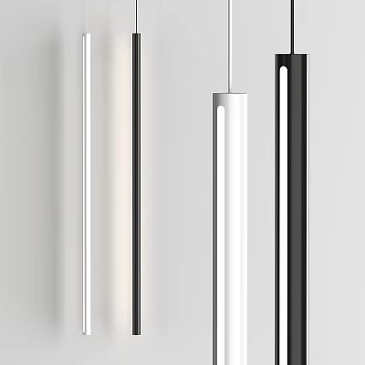 Modern Linear Pendant Lights In Black White Silver For Interior Design 3d model