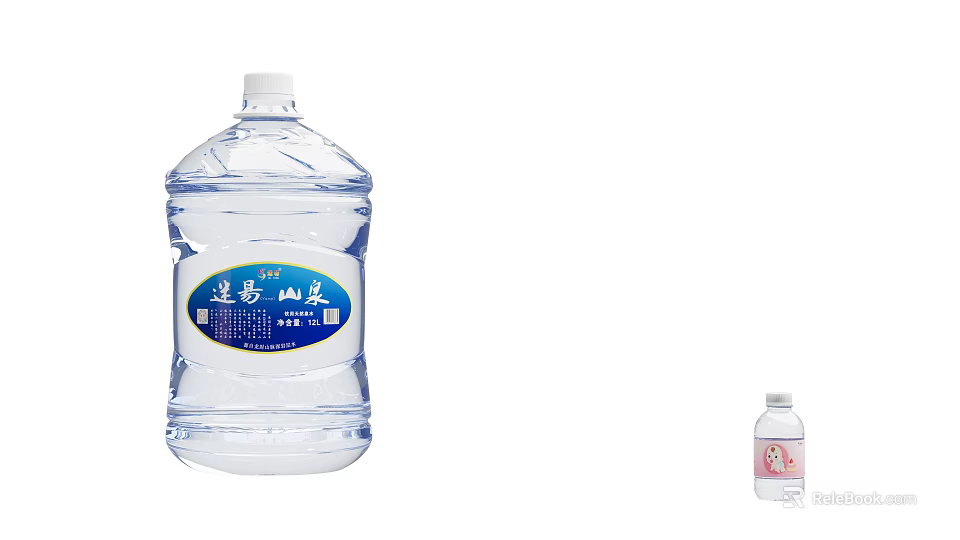 Lianwu Mountain Spring Drinking Water Product Display With Large And Small Bottled Water 3d model 