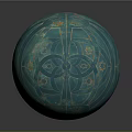 Vintage Blue Decorative Sphere Equipment With Carved Stars And Intricate Lines