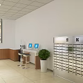 Spacious Digital Store Lobby With White Seats Green Plants Glass Wall And Bright Lighting