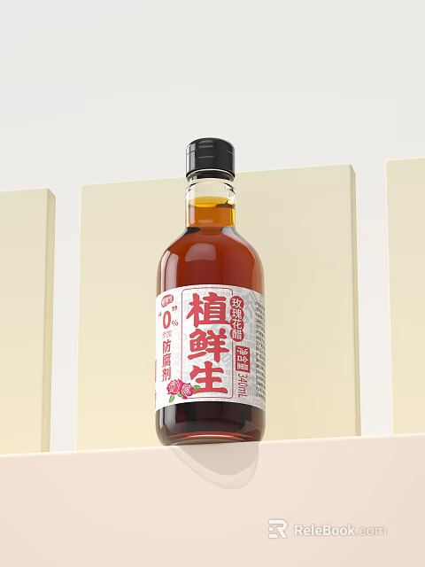 Zhixiansheng Soy Sauce with 0 Trans Fatty Acids Healthy Seasoning in Clear Glass Bottle 3d model 