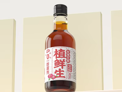 Zhixiansheng Soy Sauce with 0 Trans Fatty Acids Healthy Seasoning in Clear Glass Bottle 3d model