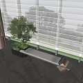Elevator Corridor With Bright White Blinds Green Plants And Modern Bench