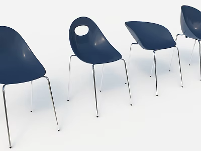 Navy Blue Leisure Chairs With Modern Ergonomic Back And Metal Legs For Indoor Living Room 3d model