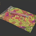 Ancient Cannon On Green Grass Field With Stones And Fallen Leaves