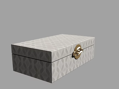 Decorative Ornament Set Featuring Patterned Rectangular Box With Gold Metal Clasp 3d model
