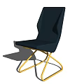 Modern Dark Blue Single Sofa with Gold Metal Legs and Sleek Design