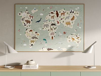 Modern Decorative Painting Children's Map Decorative Painting 3d model