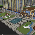 Modern Residential Landscape With Colorful Paved Areas Lush Green Lawns And Recreational Spaces