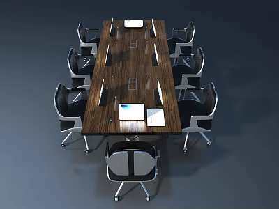 Conference Room Interior Featuring Modern Swing Door With Wooden Table And Chairs 3d model