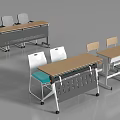 Modern Mobile Desks with Chairs and Rolling Wheels for Office Use 3d model