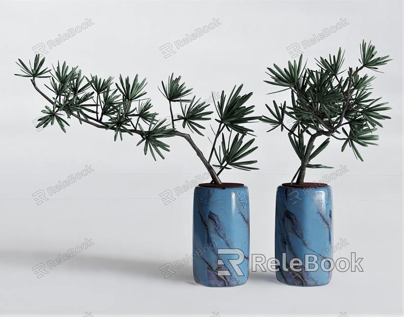 Modern vase plant green plant branch needle plant model