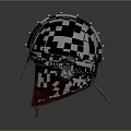 Shiny Metal Helmet With Decorative Rivets And Classic Face Guard Structure