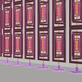 Black Decorative Room Screens With Intricate Patterns Arranged On Stands Indoors