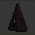 Cartoon Scene With Brown Pyramid Structure Geometric Lines Blue Triangle And Small Blue Square