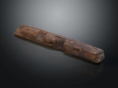 Wooden Decorative Sculpture With Natural Carved Texture And Long Shape Design 3d model