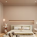 Cozy Kids Bedroom With Beige Headboard Wooden Flooring Stuffed Toys Toy Car and Canopy Tent