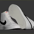 Stylish White High Top Sneakers With Black Nike Logo And White Sole