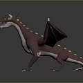 Fantasy Reptile Dragon 3D Render With Purple White Scales And Detailed Wings