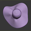 Purple Wide Brimmed Hat Made Of Woven Material With Perforated Design And Decorative Band