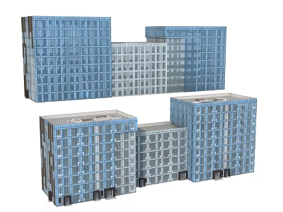 Modern Office Building With Glass Curtain Walls And Multi Story Contemporary Design 3d model