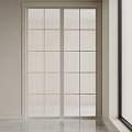 Bright White Glass Sliding Doors with Grid Design in Modern Interior Space