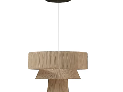 Black Base Wooden Multi Layer Chandelier With Modern Design And Natural Texture 3d model