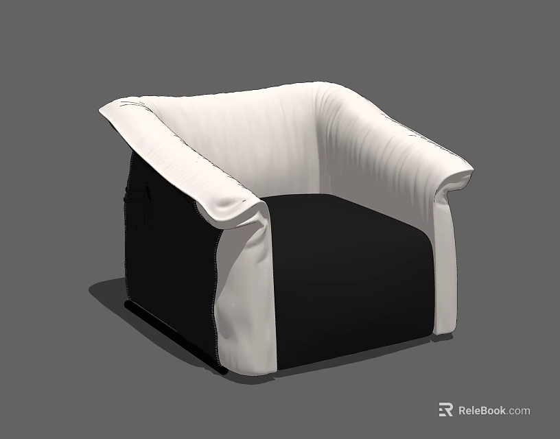 Comfortable Modern Black And White Single Sofa With Stylish Armrest Design 3d model