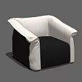 Comfortable Modern Black And White Single Sofa With Stylish Armrest Design 3d model