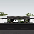 Traditional Chinese Entrance Gate With Dark Roof White Walls And Surrounding Trees