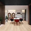 Modern Specialty Store Interior Featuring Pink Shelves Various Products Wooden Walls Large Windows and Plants