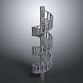 Sleek Modern Spiral Staircase With Metal Handrails And Central Support Column