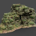Earthy Stacked Stone Structure Adorned With Lush Green Moss And Natural Texture