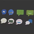 Vibrant Colored Speech Bubbles With Various Icons And Different Shapes Design