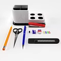 Office Stationery Set With Pen Holder Stapler Scissors Pencil Pen Utility Knife And Paper Clips