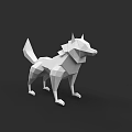 White Low Poly Wolf Model With Geometric Design On Black Background