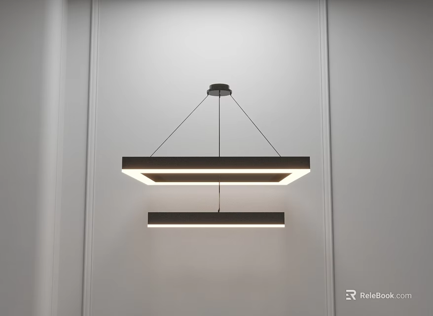 Modern Double Layer Rectangular Pendant Light for White Wall Interior Lighting 3d model