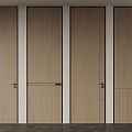 Modern Wooden Doors With Four Panel Design And Metal Handles For Interior